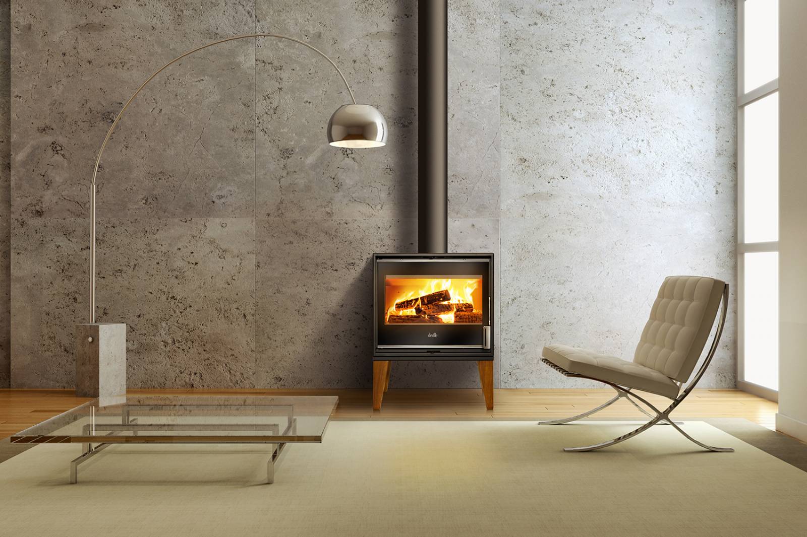 Poêle à bois raccordable PARELOUP de chez DEVILLE MARSEILLE